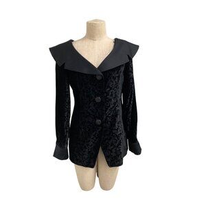 Vintage '90s Liz Claiborne NIGHT Devoré Velvet Blazer Architectural Portrait Col
